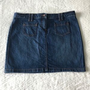 dark wash denim mini skirt